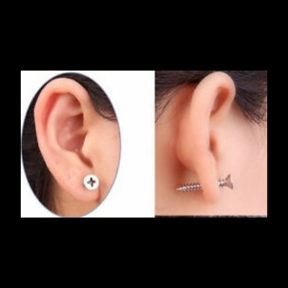 🔩Screwed Stainless Steel PhilipsHead Faux Gauge Piercing Earring Punk Aesthetic - Picture 4 of 7